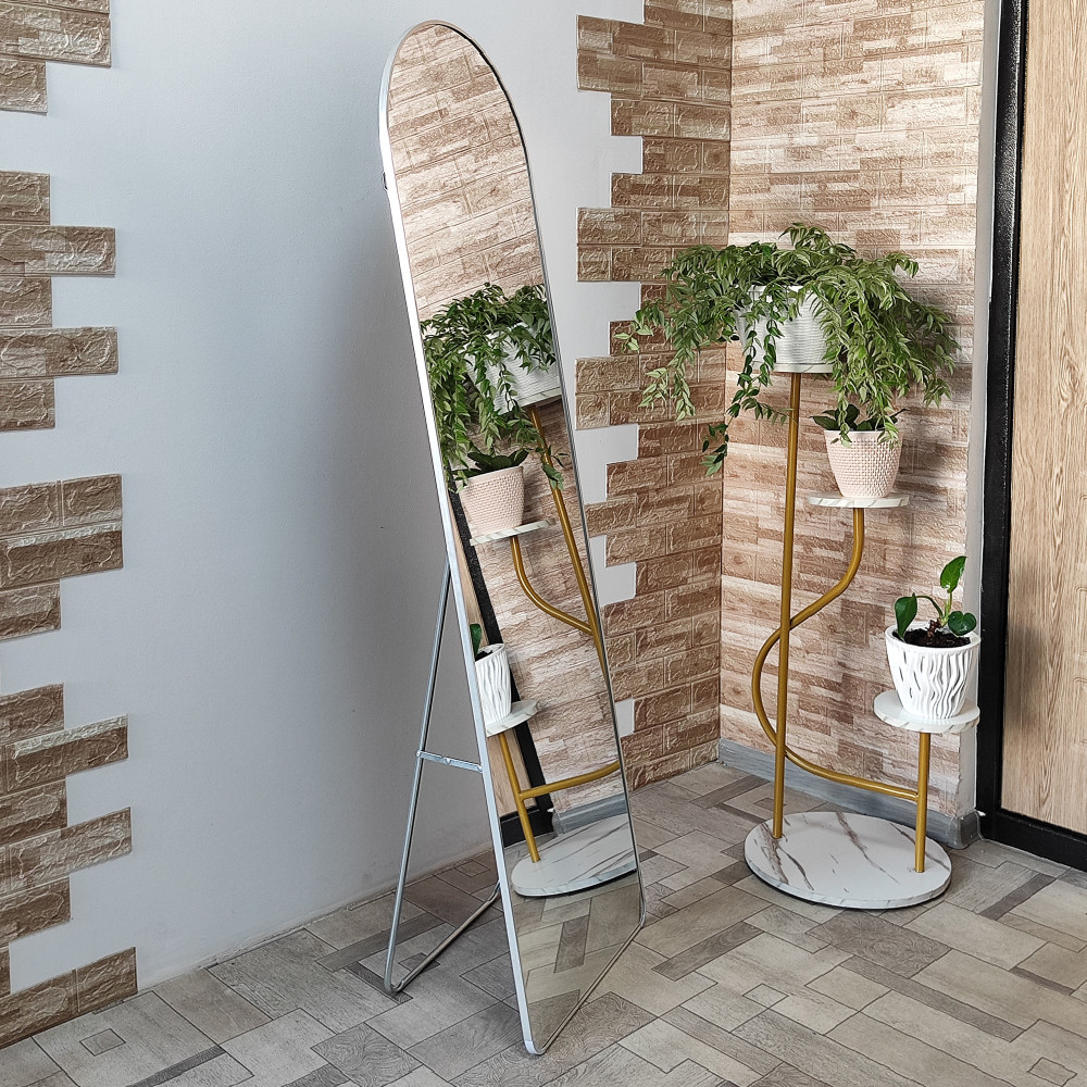 Зеркало напольное 50*160 см арочное на подножке серебро GM22-01SY Baizheng