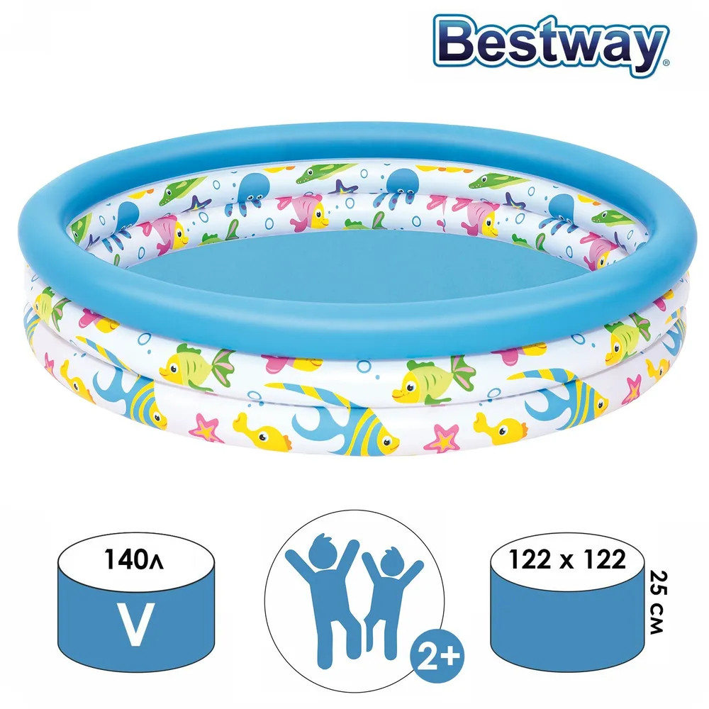 Бассейн надувной 122*25 см 140 л BestWay