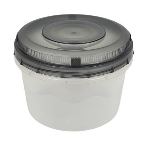 Контейнер пластиковый 1 л круглый прозрачный винт крышка серый Альтернатива