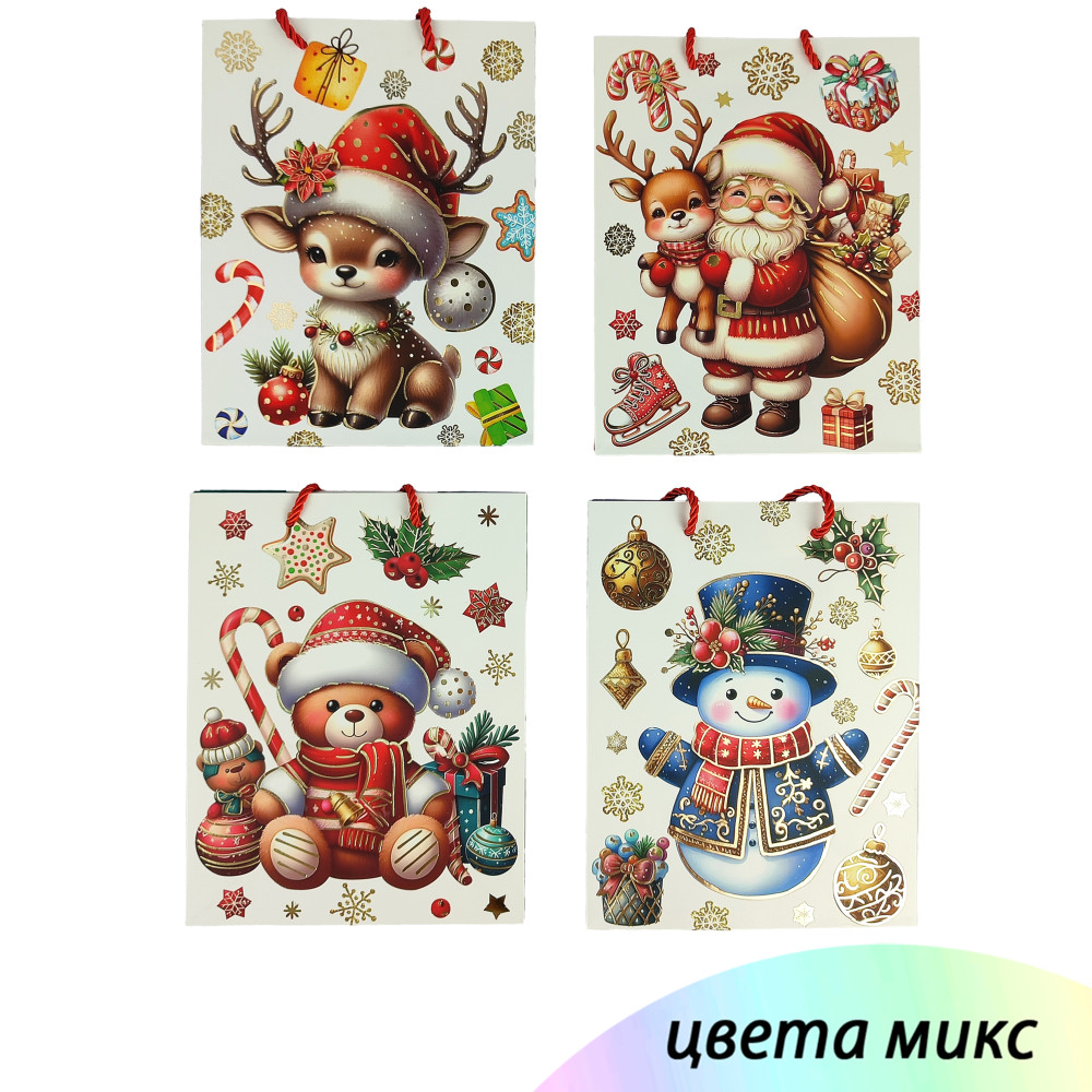 Пакет подарочный бумажный 30*40*12 см микс NP-4524 Baizheng