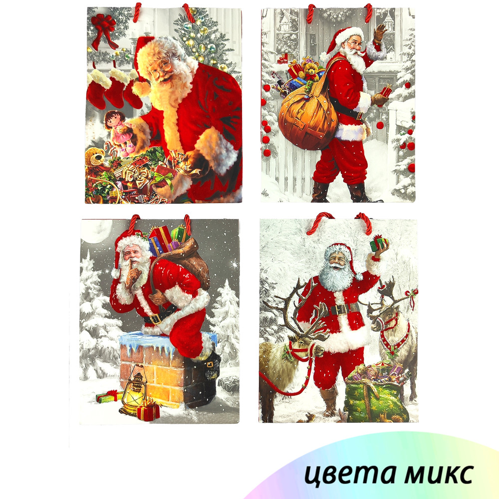 Пакет подарочный бумажный 18*23*10 см микс NP-4528 Baizheng