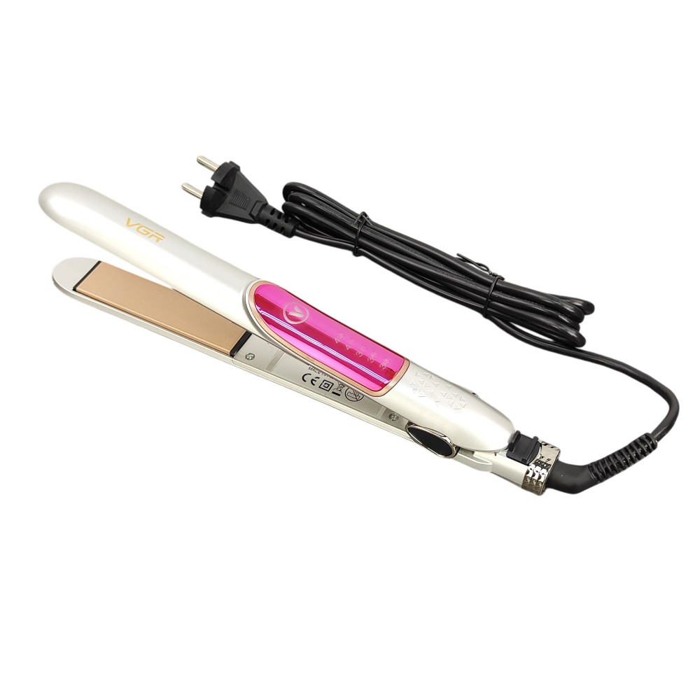 Выпрямитель для волос 23 Вт пластины 10х2,5 мм турмалиновое покрытие серебро Baizheng