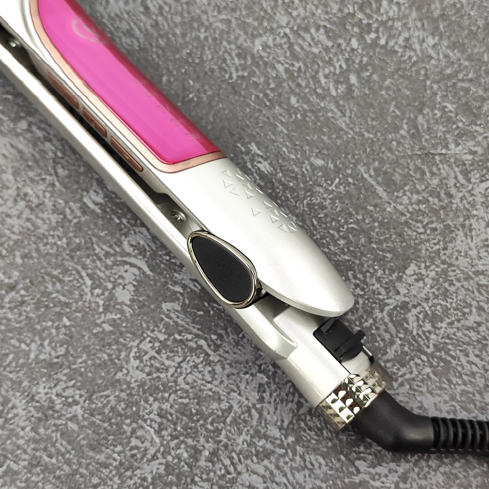Выпрямитель для волос 23 Вт пластины 10х2,5 мм турмалиновое покрытие серебро Baizheng