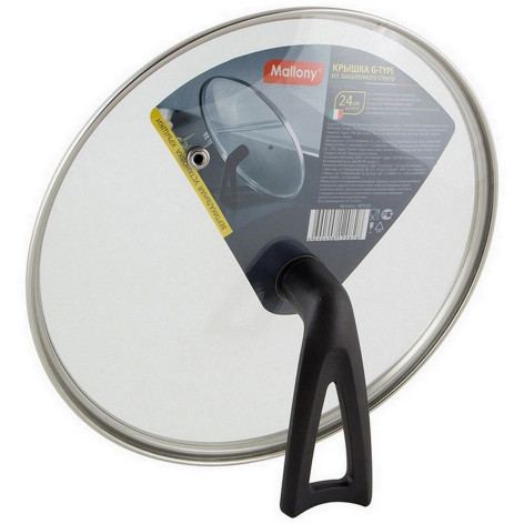 Крышка стеклянная 24 см стекло 4 мм металл обод бакелитова ручка G-type Vetro-Special Mallony