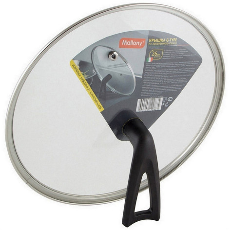 Крышка стеклянная 26 см стекло 4 мм металл обод бакелитова ручка G-type Vetro-Special Mallony