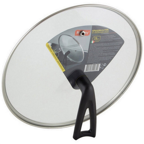 Крышка стеклянная 28 см стекло 4 мм металл обод бакелитова ручка G-type Vetro-Special Mallony