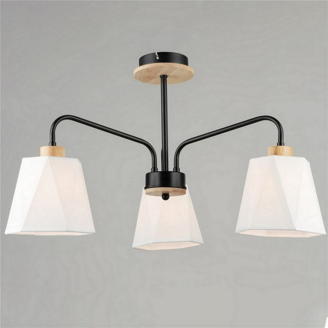 Люстра 3 плафона 64*35 см Е27 60Вт 12м2 плафон стекло черный-дерево Baizheng