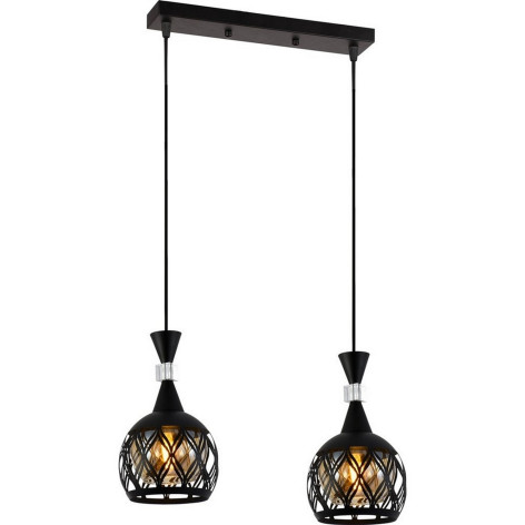 Люстра кухонная 2 плафона 46*18*100 см Е27 60Вт 8м2 плафон металл черный Baizheng