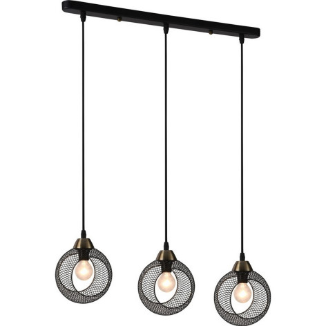 Люстра кухонная 3 плафона 62,5*10*95 см Е27 60Вт 12м2 плафон металл черный Baizheng