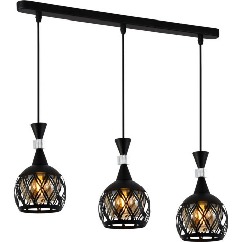 Люстра кухонная 3 плафона 67*18*100 см Е27 60Вт 12м2 плафон металл черный Baizheng