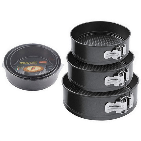 Набор стальной 3 предмета 20 см 22 см 24 см круг для выпечки раскладных Mallony