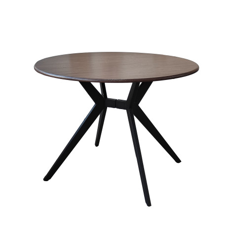 Стол ЛДСП кухонный 100*100 см крепкий кофе круглый ножки металл черный A123 5 частей Baizheng