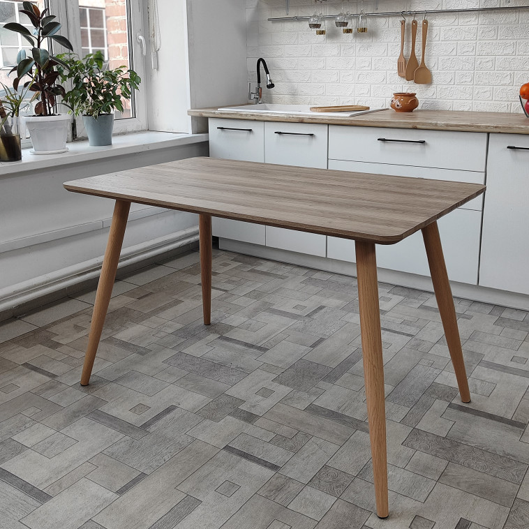 Фото Стол ЛДСП кухонный 120*70 см светлое дерево ножки металл A117 2 кор Baizheng