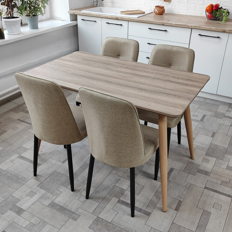 Рисунок Стол ЛДСП кухонный 120*70 см светлое дерево ножки металл A117 2 кор Baizheng