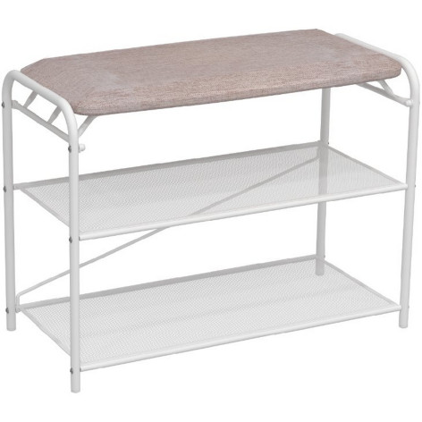 Подставка металлическая для обуви 3-х ярусная 65х30х50 сиденье нубук ящик черный Гранада 23В ЗМИ