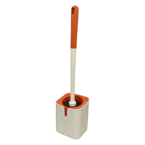 Ерш пластиковый для туалета с подставкой 11*47 см бело-оранжевый Baizheng