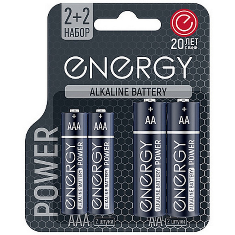 Батарейка алкалиновая АА LR6 + ААА LR03/4B упак 4 шт Power Energy