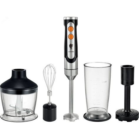 Блендерный набор 800 Вт погр нерж сталь насад  кар пюре чаш пласт 0,5 л 2 скор LE-1717 Leonord