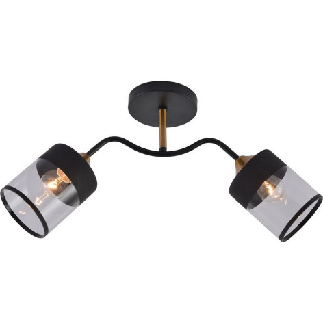 Люстра 2 плафона 52*12*27 см Е27 60Вт 9м2 плафон стекло черный латунь Baizheng