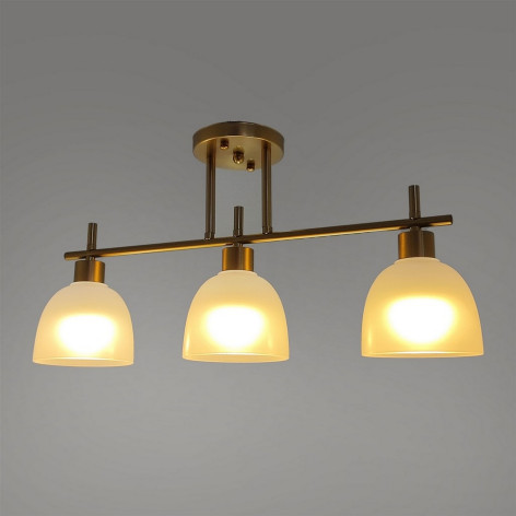 Люстра 3 плафона 57*13*27 см Е14 60Вт 12м2 плафон стекло золото Baizheng