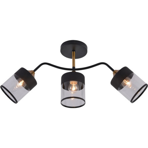 Люстра 3 плафона 62*12*27 см Е27 60Вт 12м2 плафон стекло черный латунь Baizheng