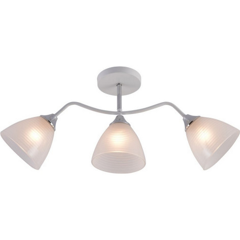 Люстра 3 плафона 62*13,5*27 см Е27 60Вт 12м2 плафон стекло белый хром Baizheng