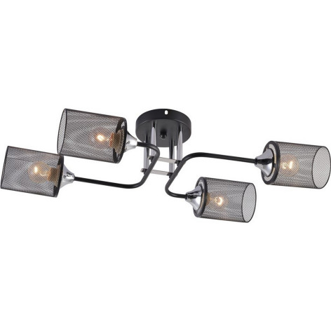 Люстра 4 плафона 65*27*16 см Е27 60Вт 16м2 плафон металл черный хром Baizheng