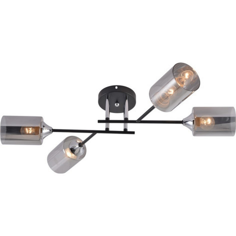 Люстра 4 плафона 68*34*15,5 см Е27 60Вт 16м2 плафон стекло черный хром Baizheng