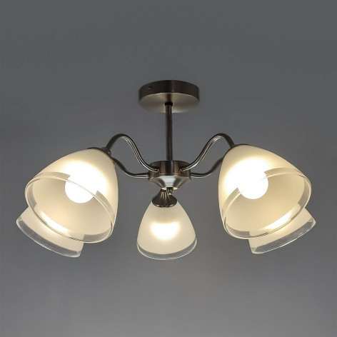 Люстра 5 плафонов 61,5*31 см Е27 60Вт 20м2 плафон стекло серебро Baizheng