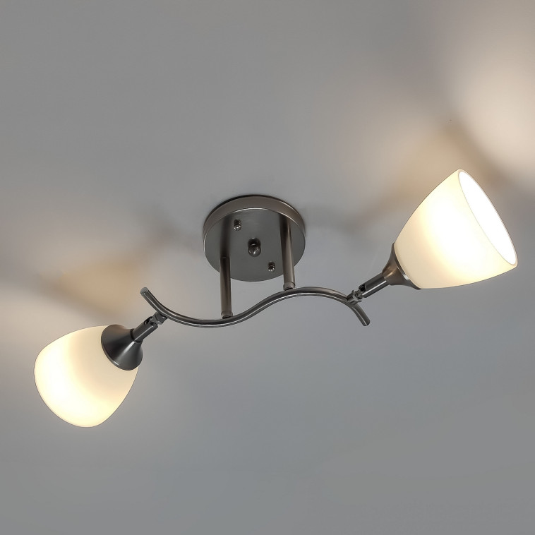 Фото Светильник спот 2 плафонов 50*16*24 см Е27 60Вт 9м2 плафон стекло серебро Baizheng