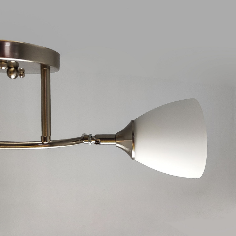 Фотография Светильник спот 2 плафонов 50*16*24 см Е27 60Вт 9м2 плафон стекло серебро Baizheng