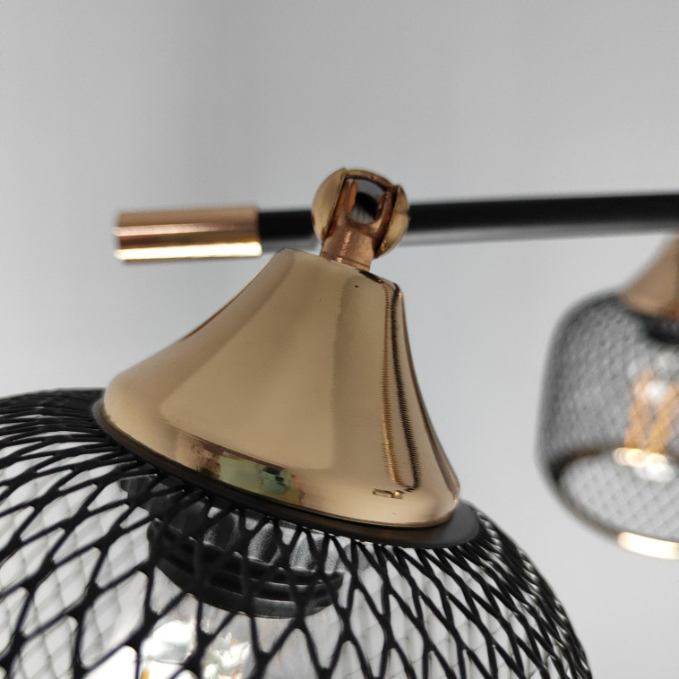 Фотография Светильник спот 3 плафона 54*23 см Е27 60Вт 12м2 плафон металл черный золото Baizheng