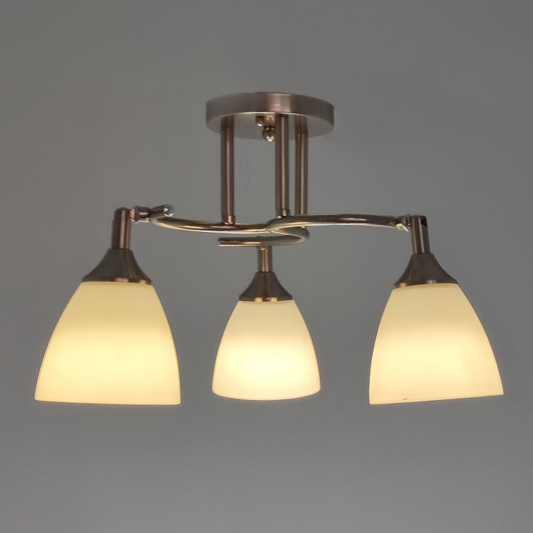 Изображение Светильник спот 3 плафона 57*24 см Е27 60Вт 12м2 плафон стекло хром Baizheng