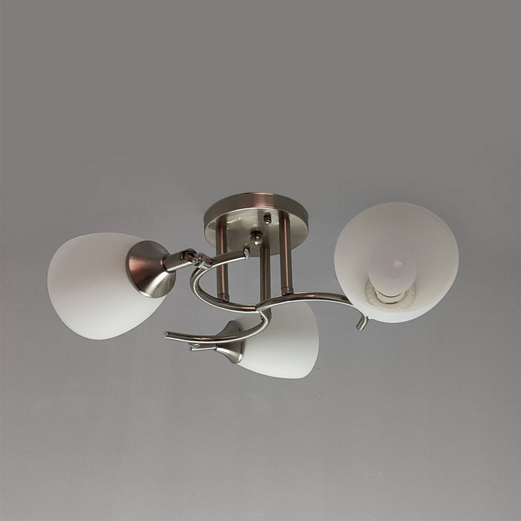 Светильник спот 3 плафона 57*24 см Е27 60Вт 12м2 плафон стекло хром Baizheng