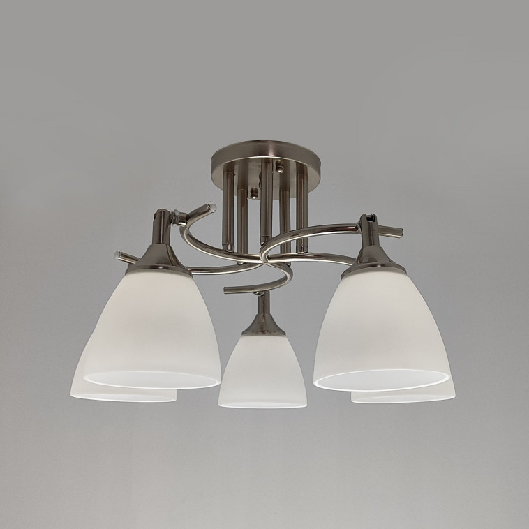 Изображение Светильник спот 5 плафонов 59*24 см Е27 60Вт 20м2 плафон стекло серебро Baizheng