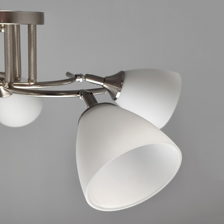 Картинка Светильник спот 5 плафонов 59*24 см Е27 60Вт 20м2 плафон стекло серебро Baizheng