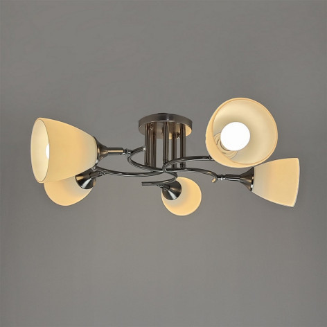 Светильник спот 5 плафонов 59*24 см Е27 60Вт 20м2 плафон стекло серебро Baizheng