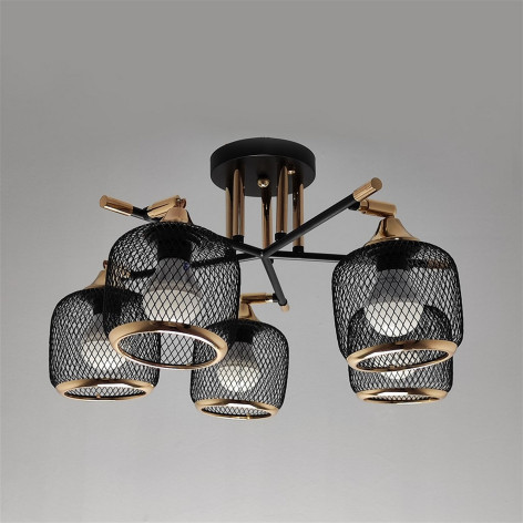 Светильник спот 5 плафонов 60*23 см Е27 60Вт 20м2 плафон металл черный золото Baizheng