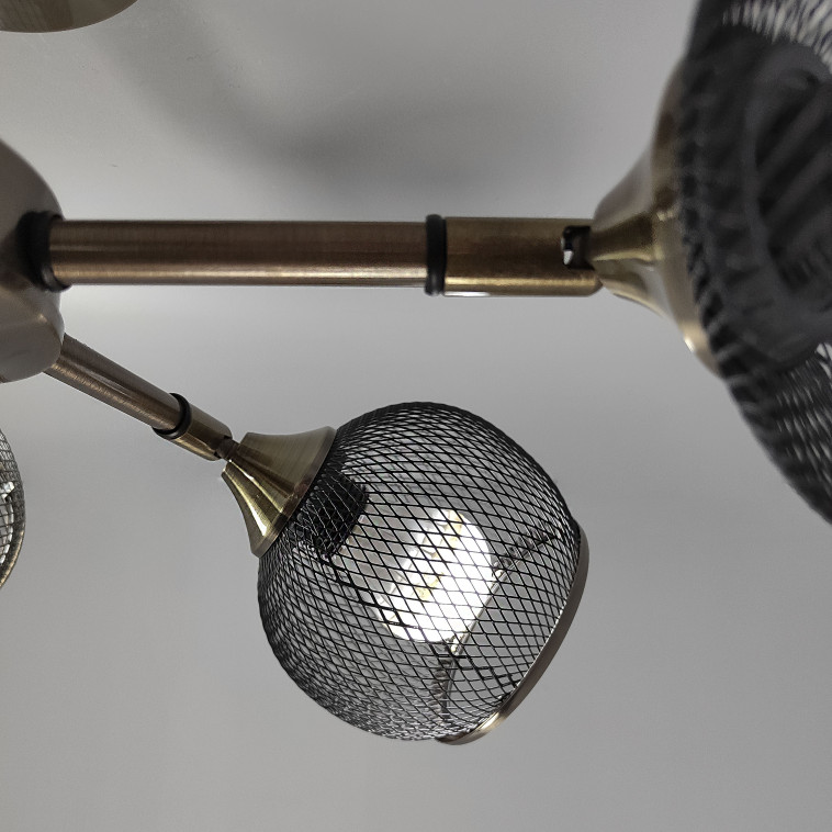 Фотография Светильник спот 5 плафонов 60*26,5 см Е27 60Вт 20м2 плафон стекло черный бронза Baizheng