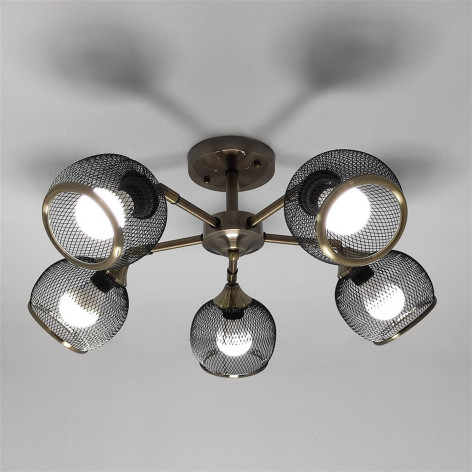 Светильник спот 5 плафонов 60*26,5 см Е27 60Вт 20м2 плафон стекло черный бронза Baizheng