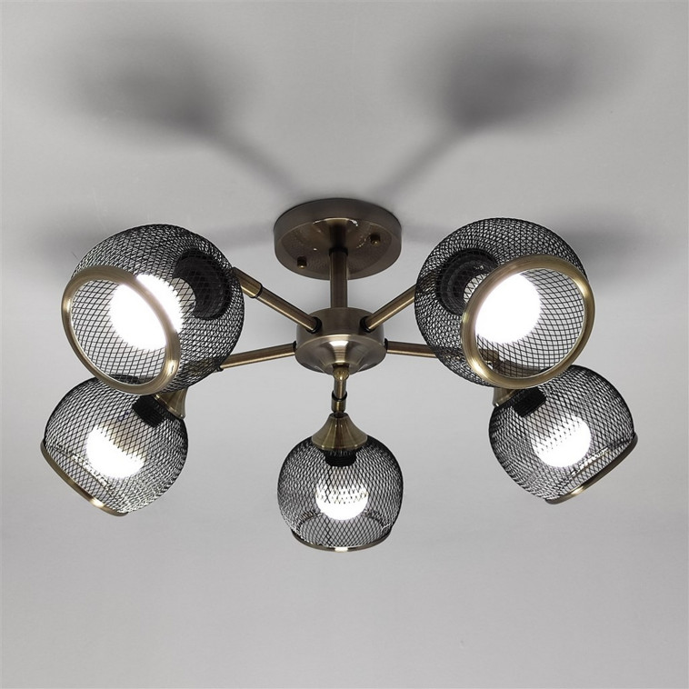 Светильник спот 5 плафонов 60*26,5 см Е27 60Вт 20м2 плафон стекло черный бронза Baizheng