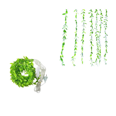 Гирлянда светодиодная 3*1 м 10 нитей занавес 8 режимов желтый роса Листья NP-3425 Baizheng