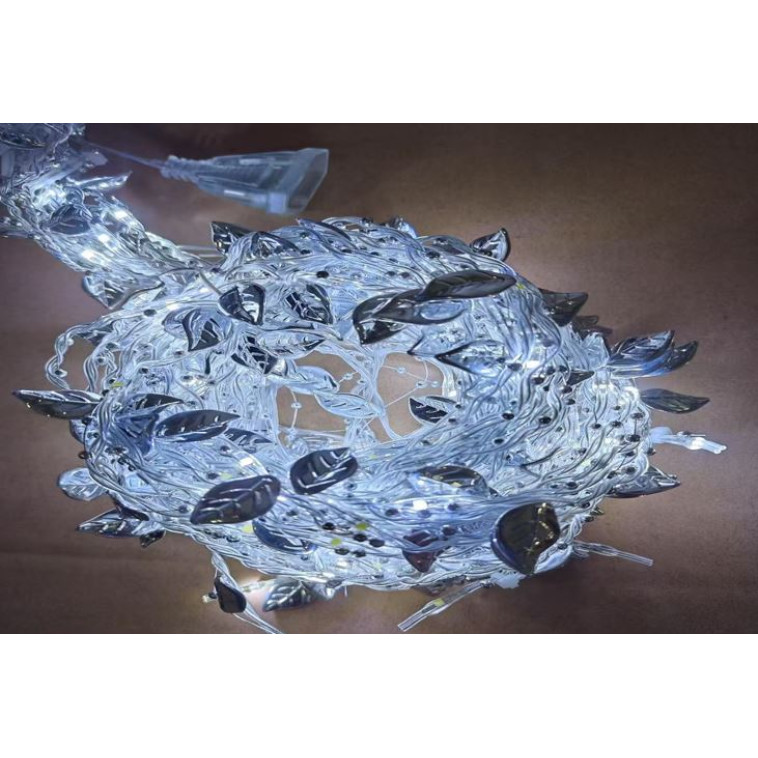 Гирлянда светодиодная 3*2 м 10 нитей занавес 8 режимов белый Листья NP-3431 Baizheng