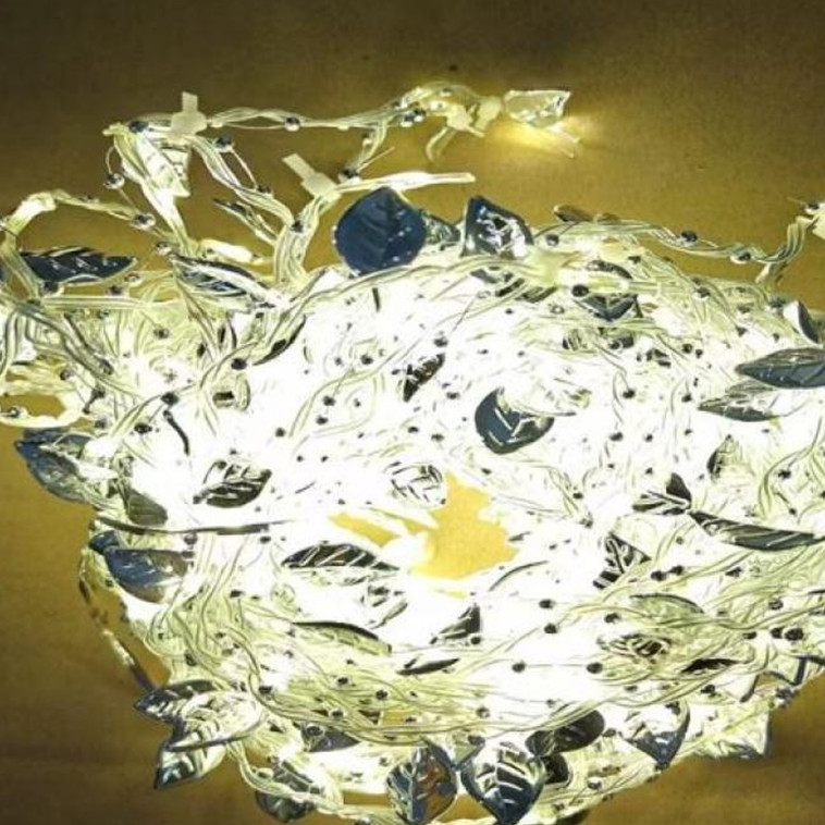 Гирлянда светодиодная 3*2 м 10 нитей занавес 8 режимов желтый Листья NP-3429 Baizheng