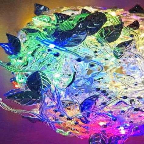 Гирлянда светодиодная 3*2 м 10 нитей занавес 8 режимов мультицвет Листья NP-3430 Baizheng