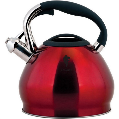 Чайник нерж сталь  3,4 л со свистком красный Sonne-3101R Leonord