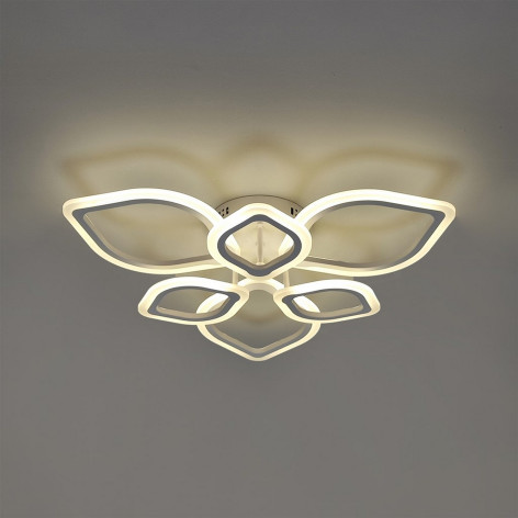 Люстра светодиодная 6 плафонов 74*12 см 126Вт 9072LM 25м2 3 цвета прилож пульт белый Baizheng