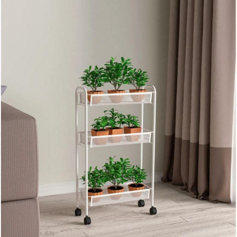 Этажерка металлическая 3-х ярусная 44х17х75,5 см белый Ладья 1 К ЗМИ