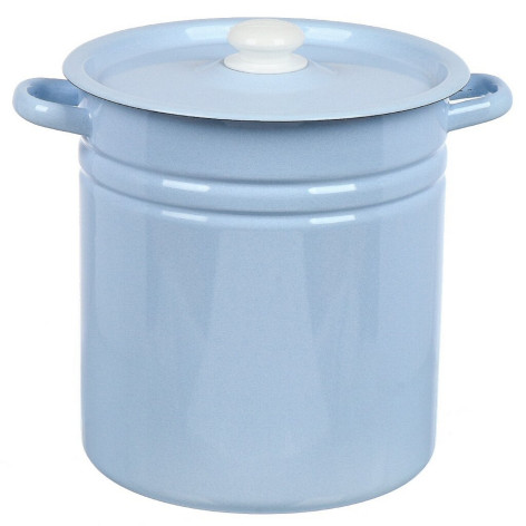 Кастрюля эмалированная 12 л петля цилиндрическая серо-голубой Стальэмаль