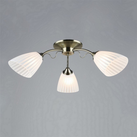 Люстра 3 плафона 64*19,5 см Е27 60Вт 12м2 плафон стекло бронза Baizheng